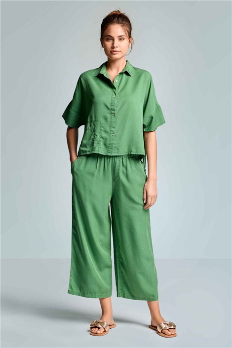 ICONIQUE Pantalón verde tobillero Taylor