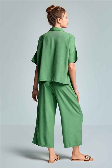 ICONIQUE Pantalón verde tobillero Taylor