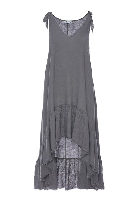 BSB Vestido largo de lino con detalle asimétrico