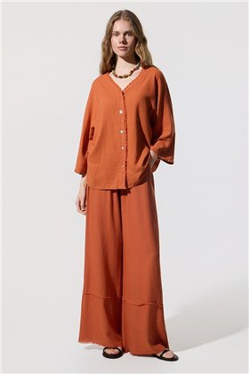 BSB Camisa amplia de lino con detalle desflecado