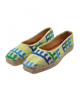 Vosso Moda Cuña baja con bordado y ribete amarillo