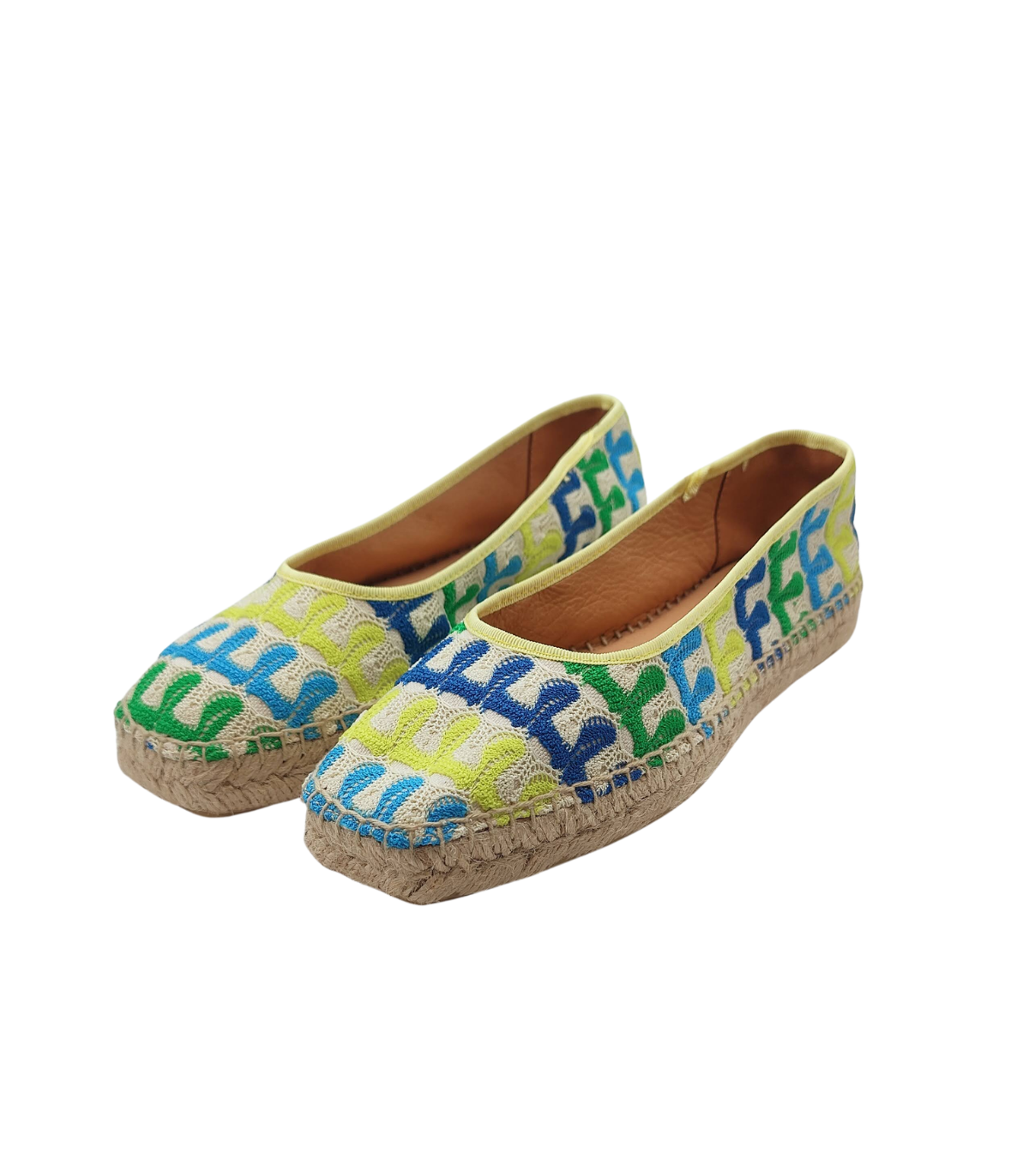 Vosso Moda Cuña baja con bordado y ribete amarillo