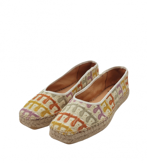 Vosso Moda Cuña baja con bordado y ribete blanco