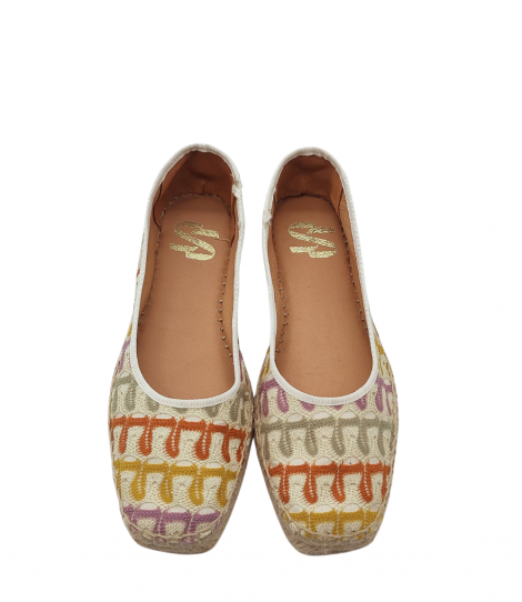 Vosso Moda Cuña baja con bordado y ribete blanco