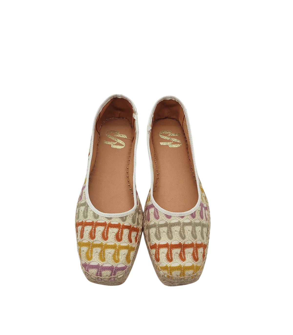 Vosso Moda Cuña baja con bordado y ribete blanco