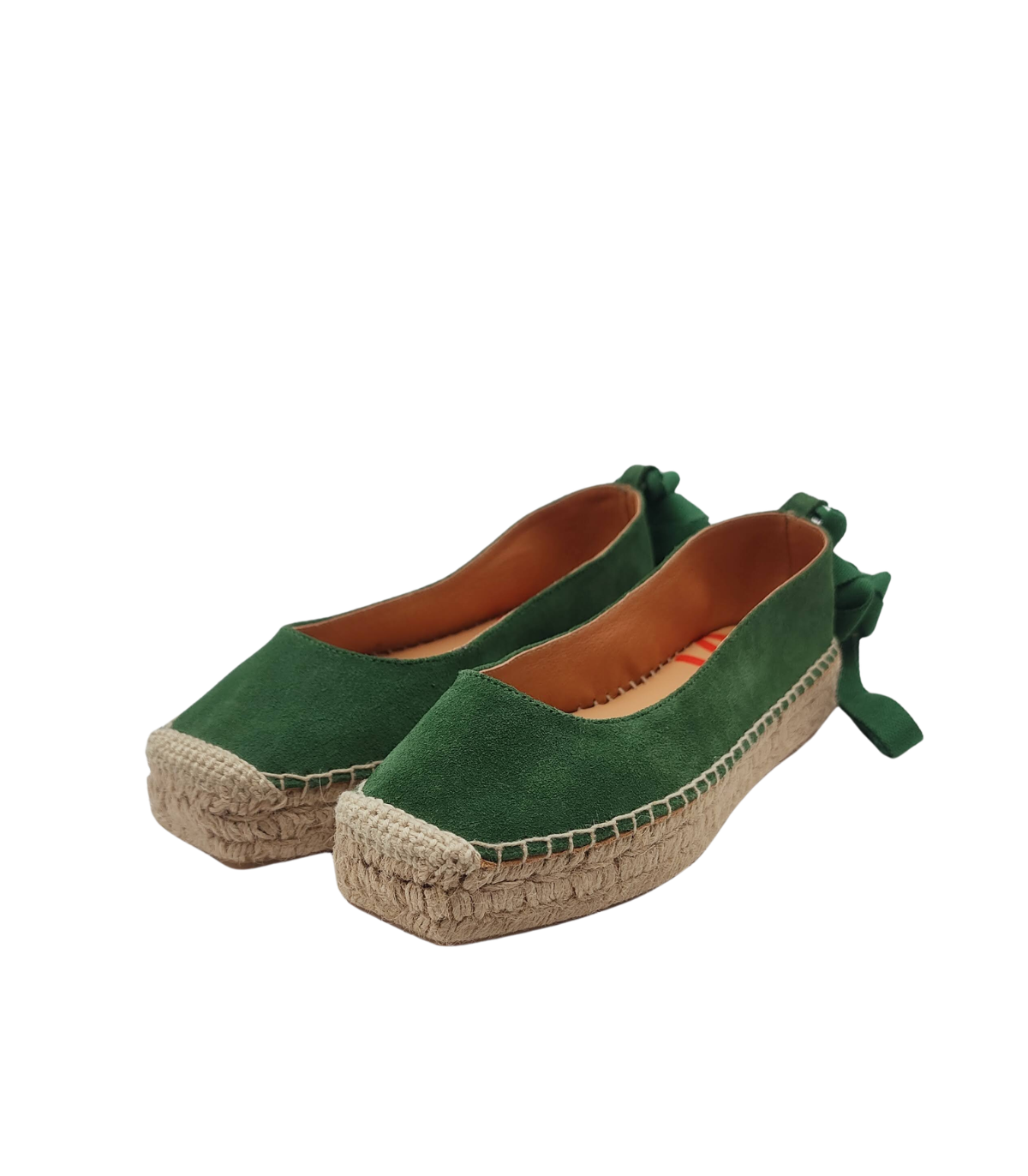 Vosso Moda Cuña baja en tejido verde esmeralda