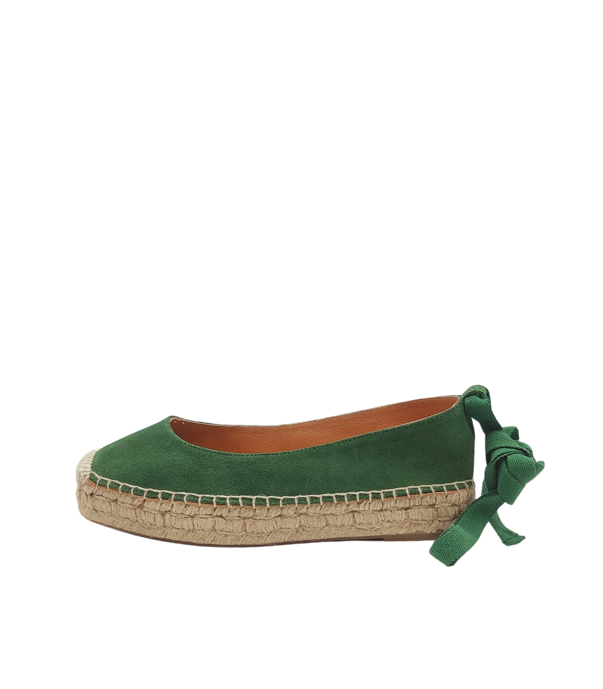 Vosso Moda Cuña baja en tejido verde esmeralda