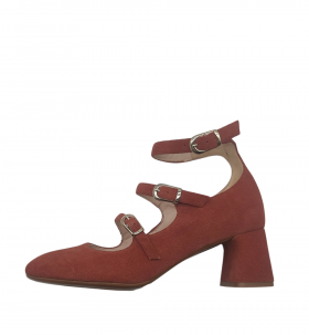 Vosso Moda Zapato triple hebilla de serraje burdeos