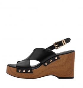 Tamaris Sandalia de cuña en piel negra