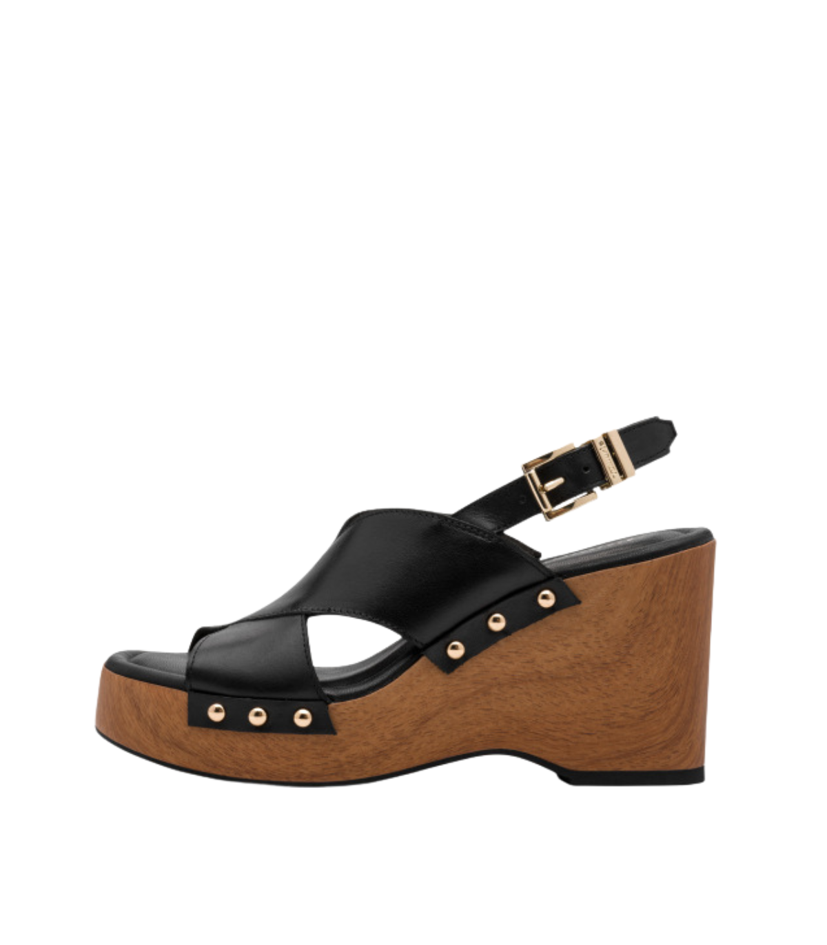 Tamaris Sandalia de cuña en piel negra