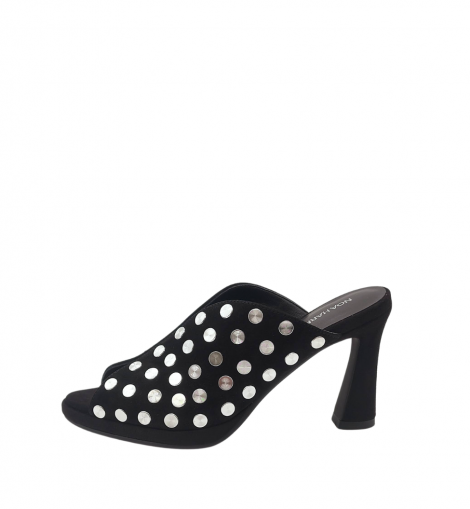 Noa Harmon Sandalia elegante de serraje negro con tachuelas
