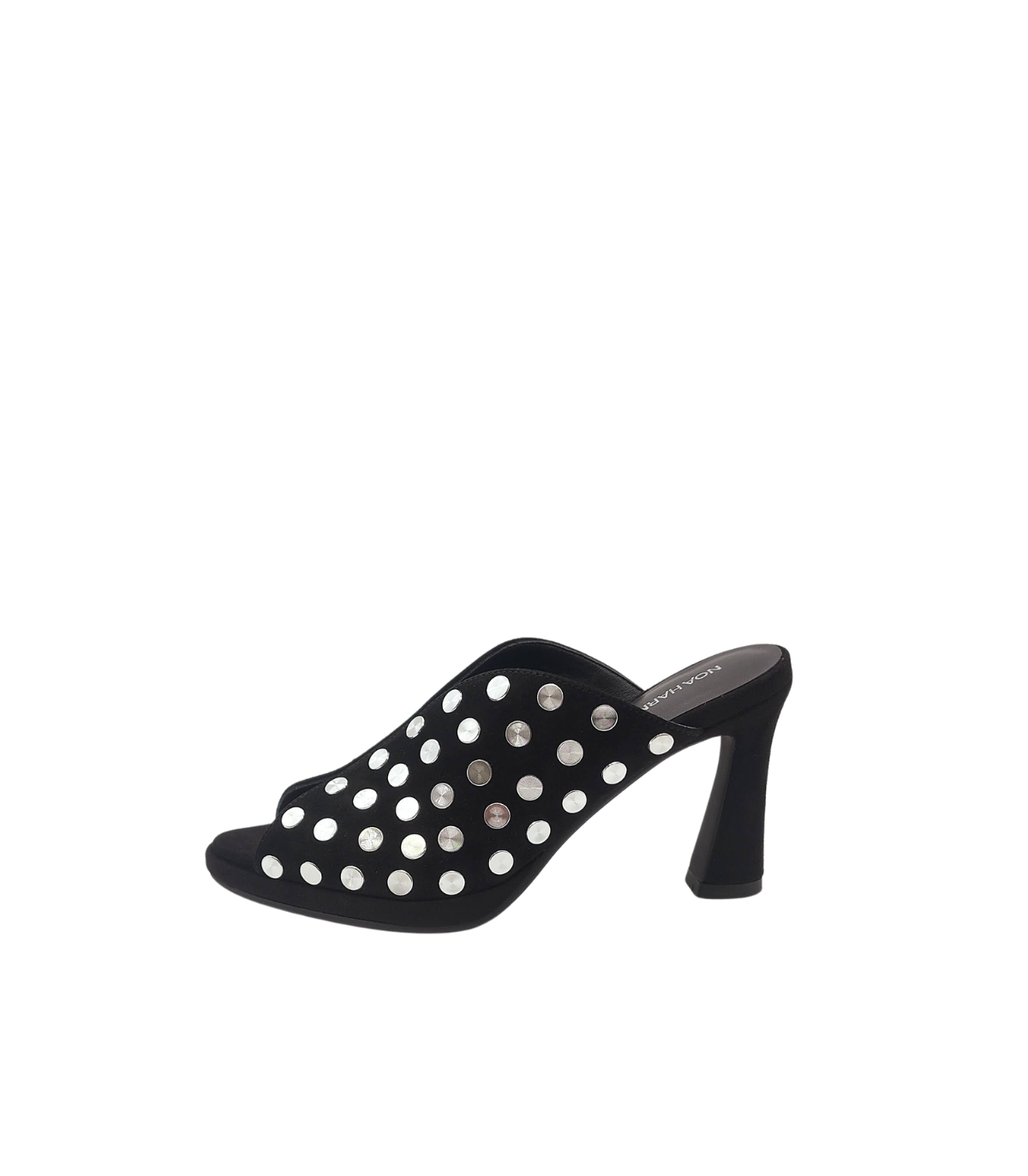 Noa Harmon Sandalia elegante de serraje negro con tachuelas