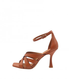 Bruno Premi Sandalias elegantes de tacón con tiras cruzadas marrón