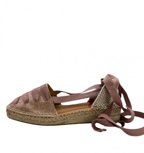 Vosso Moda Cuña baja color rosa con lazada en empeine