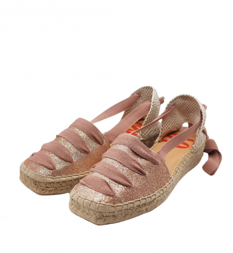 Vosso Moda Cuña baja color rosa con lazada en empeine