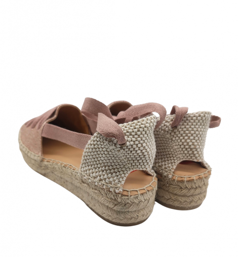 Vosso Moda Cuña baja color rosa con lazada en empeine