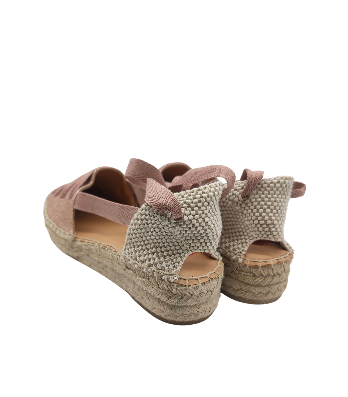 Vosso Moda Cuña baja color rosa con lazada en empeine