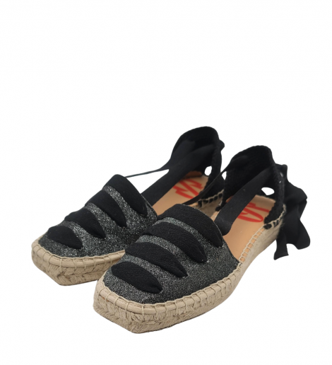 Vosso Moda Cuña baja color negro con lazada en empeine