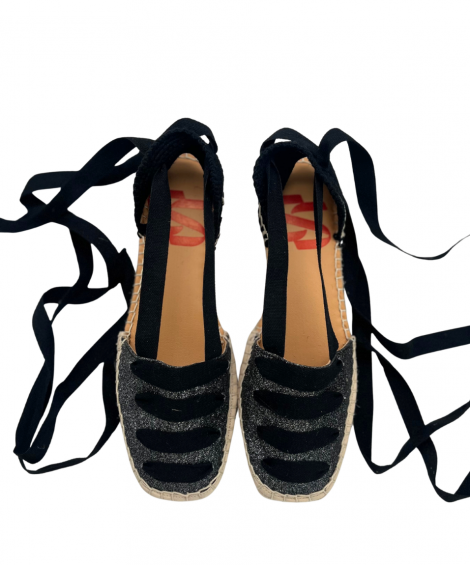 Vosso Moda Cuña baja color negro con lazada en empeine