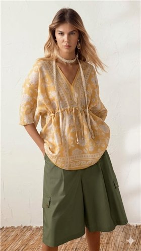 Markup Woman Bermudas de pernera ancha verde militar