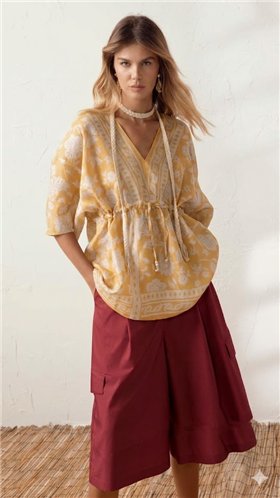 Markup Woman Bermudas de pernera ancha color burdeos