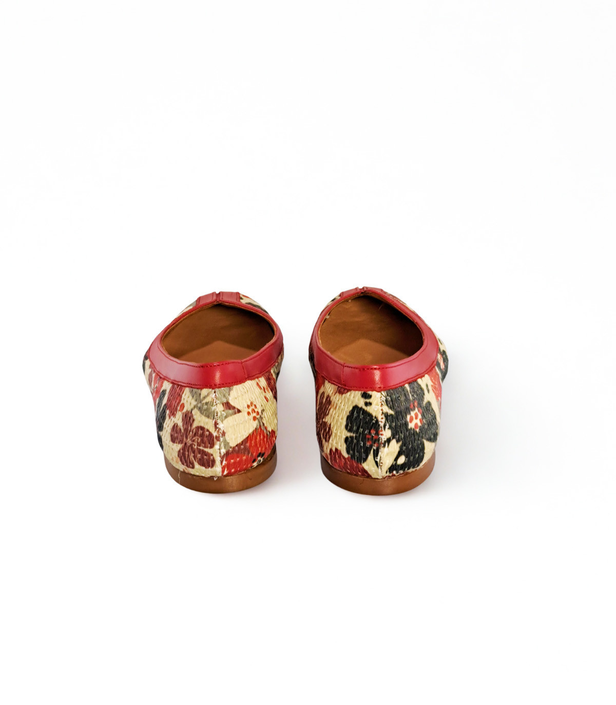 Vosso Moda Manoletina de rafia estampada con detalle rojo