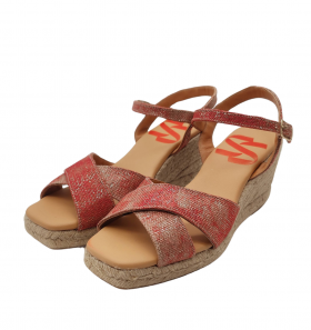 Vosso Moda Cuña abierta coral de tiras cruzadas