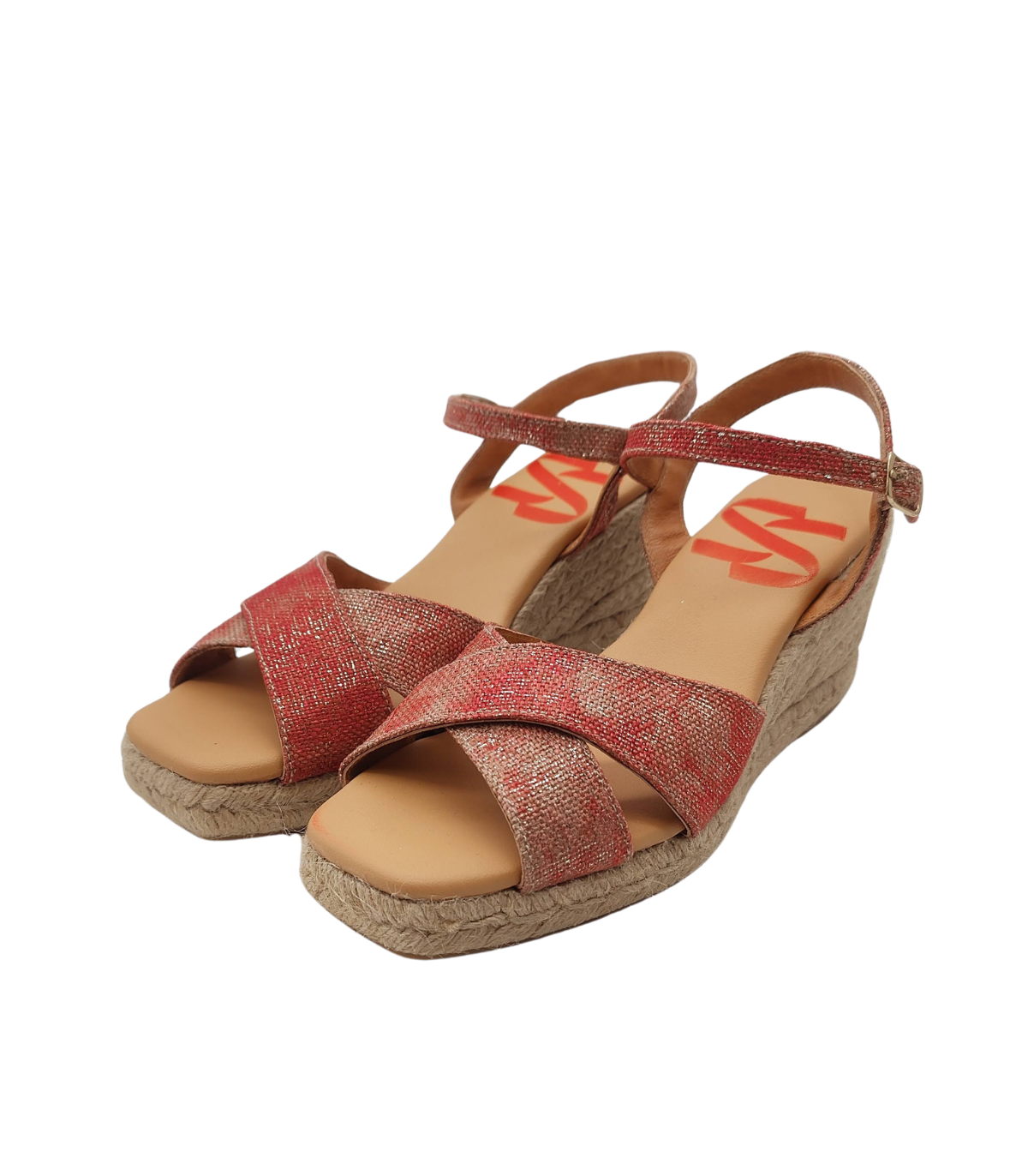 Vosso Moda Cuña abierta coral de tiras cruzadas