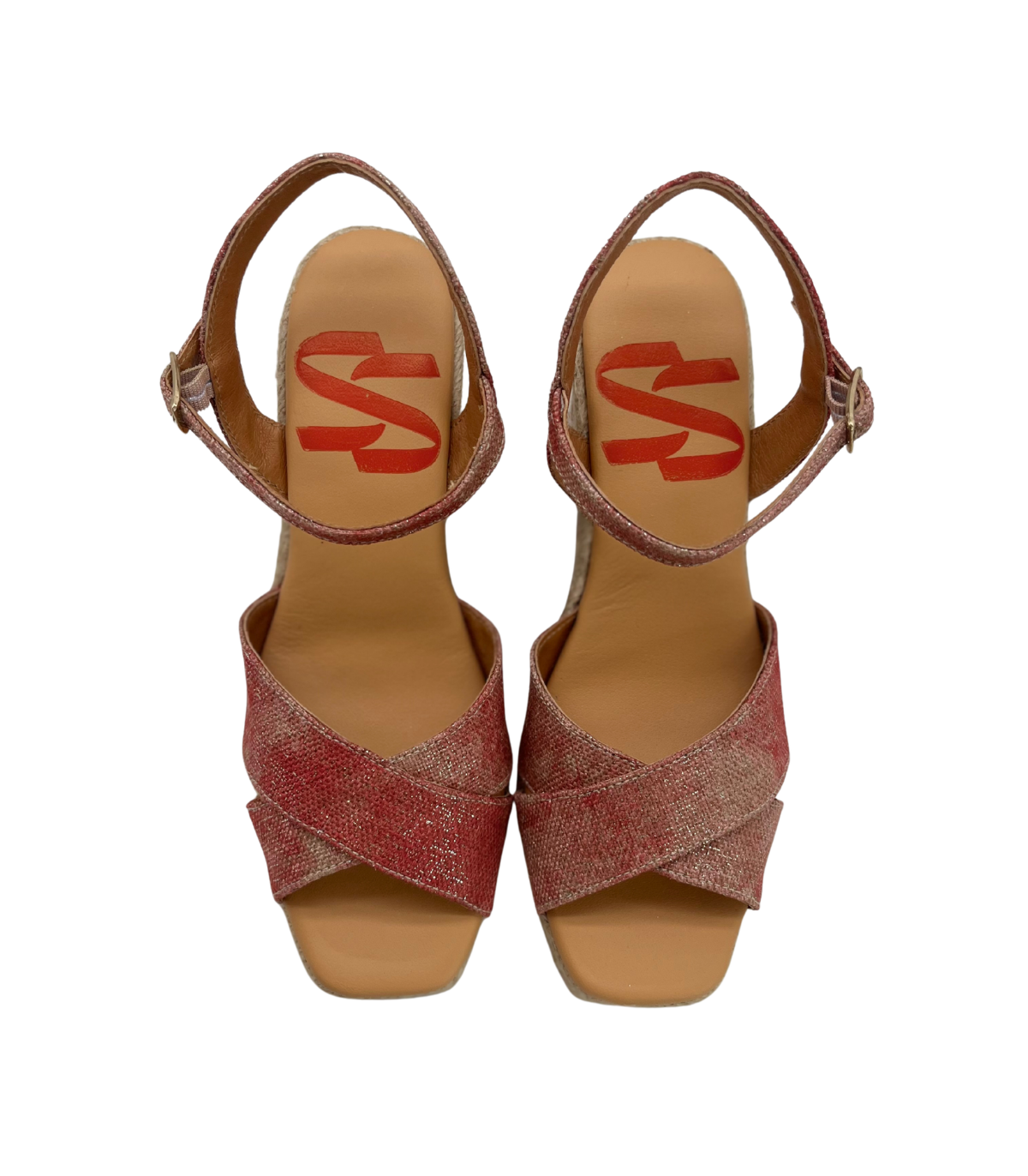 Vosso Moda Cuña abierta coral de tiras cruzadas