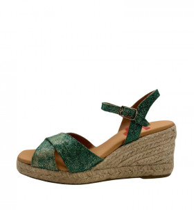 Vosso Moda Cuña abierta verde de tiras cruzadas