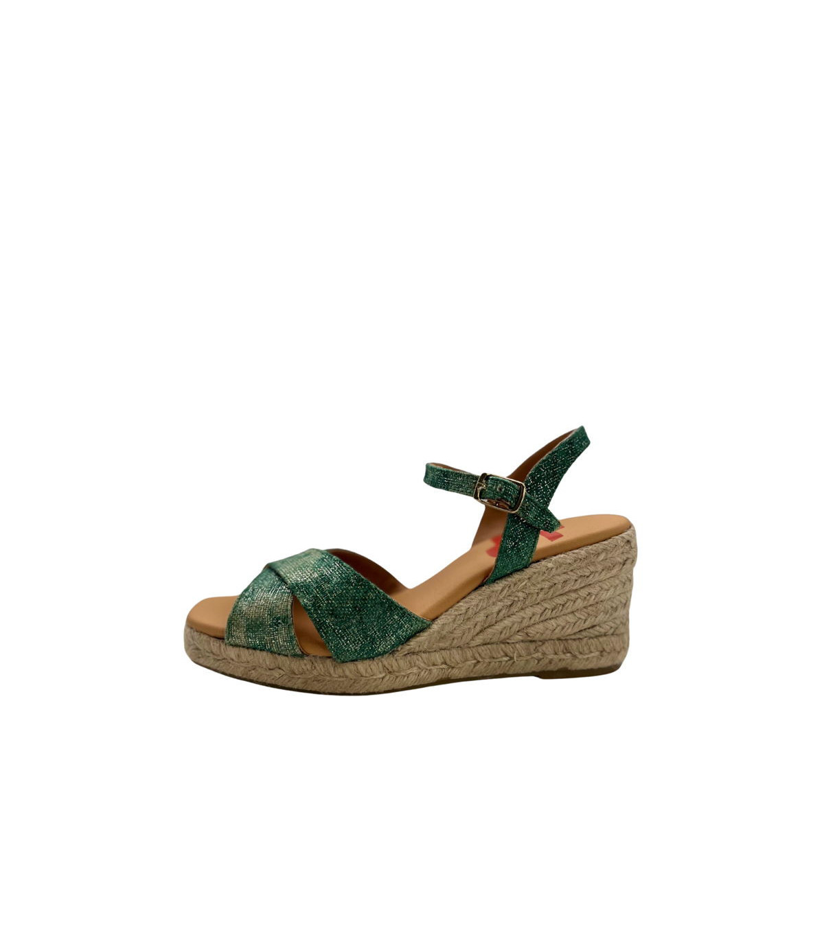 Vosso Moda Cuña abierta verde de tiras cruzadas