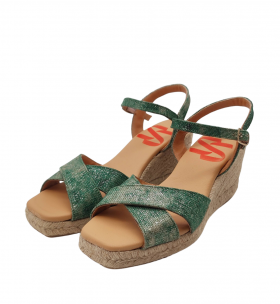 Vosso Moda Cuña abierta verde de tiras cruzadas