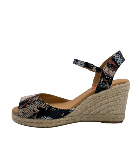 Vosso Moda Cuña abierta de piel con estampado marrón