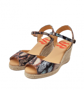 Vosso Moda Cuña abierta de piel con estampado marrón