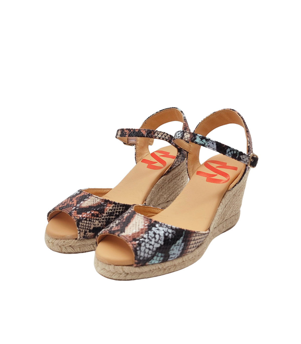 Vosso Moda Cuña abierta de piel con estampado marrón
