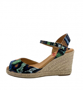 Vosso Moda Cuña abierta de piel con estampado multicolor