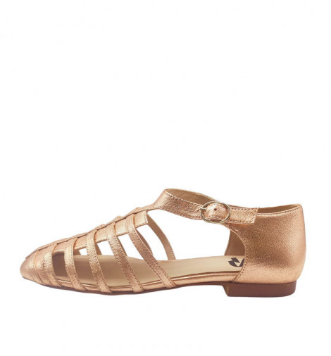 Vosso Moda Sandalias cangrejeras de piel dorada