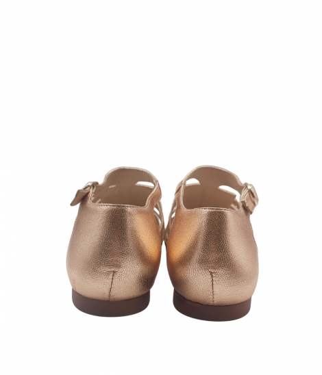 Vosso Moda Sandalias cangrejeras de piel dorada