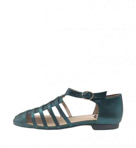 Vosso Moda Sandalias cangrejeras de piel verde azulado
