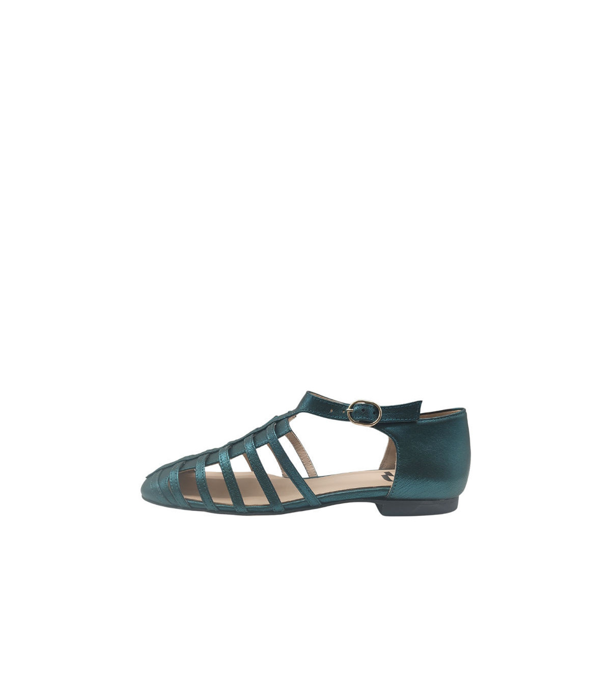 Vosso Moda Sandalias cangrejeras de piel verde azulado