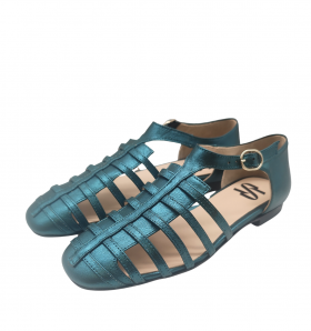 Vosso Moda Sandalias cangrejeras de piel verde azulado