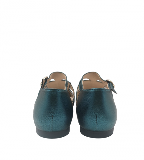 Vosso Moda Sandalias cangrejeras de piel verde azulado