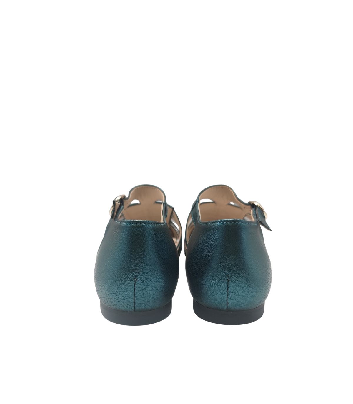 Vosso Moda Sandalias cangrejeras de piel verde azulado