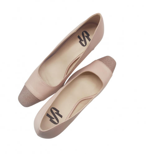 Vosso Moda Zapato salón nude de punta glitter