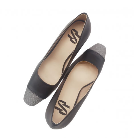 Vosso Moda Zapato salón negro de punta glitter
