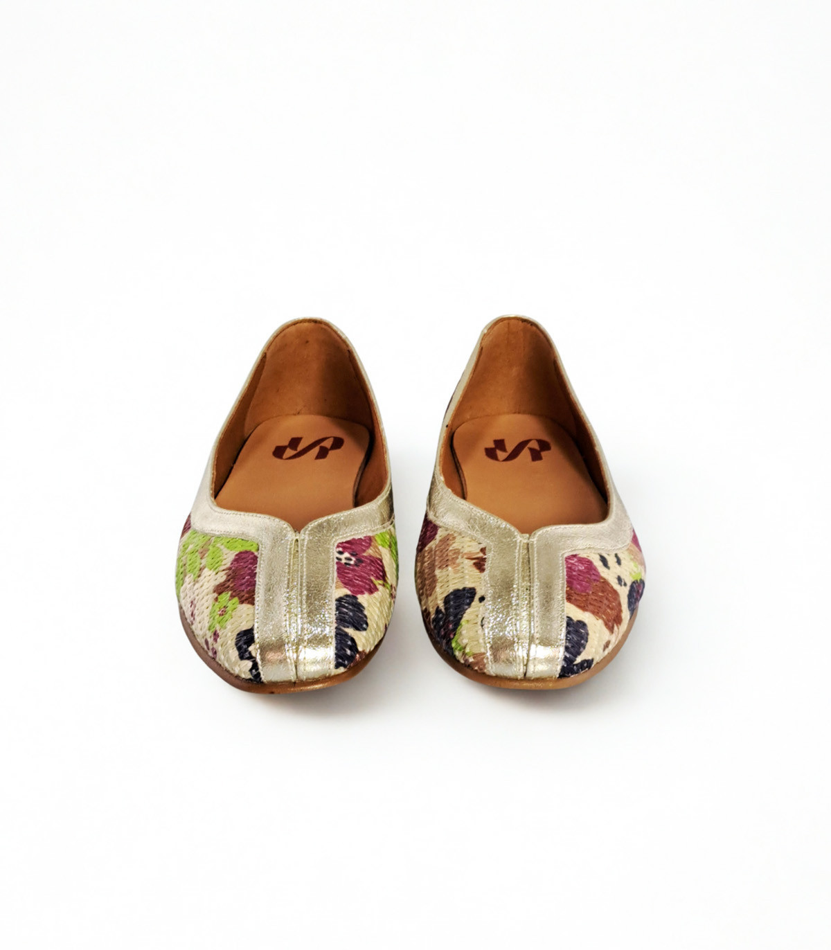 Vosso Moda Manoletina de rafia estampada con detalle champagne