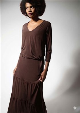 Malena Blusa efecto raso color marrón