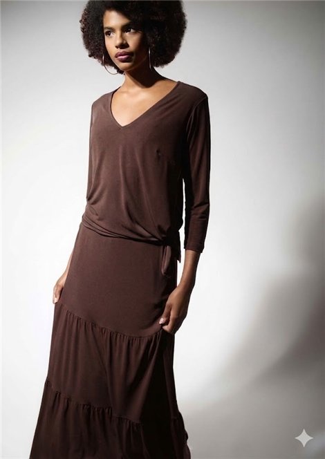 Malena Blusa efecto raso color marrón