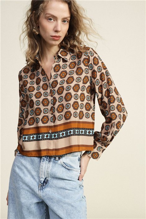 Dixie Camisa cropped estampado retro