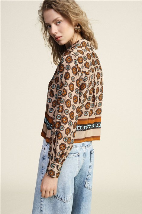 Dixie Camisa cropped estampado retro